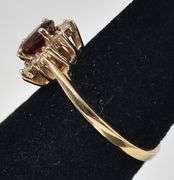Gorgeous 14K Yellow Gold Red Garnet Gemstone and Diamond Ring