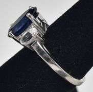 Beautiful 10K White Gold Blue and White Sapphire Gemstone Ring
