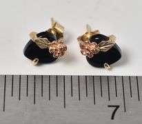 Lovely 10k Yellow Gold Black Onyx Gemstone Stud Earrings