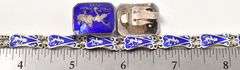 Blue Enamel SIAM Thai Dancer Bracelet in Sterling Silver
