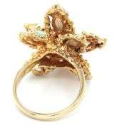 14kt Yellow gold marquise opal and diamond cluster flower ring