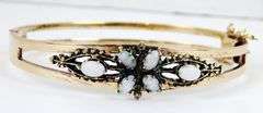 Vintage Sterling Vermeil Opal Bangle Bracelet