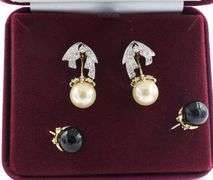 Camrose & Kross Jackie Kennedy gold tone pearl interchanging earrings