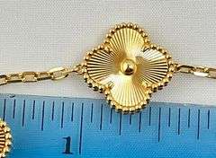18KT Yellow Gold Hand Crafted Guilloche Pattern Single Clover Pendant Necklace