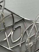 925 Sterling Silver Rhinestone Oval And Rhombus Design Wide Cuff Bracelet