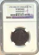 Super Rare 1793 Wreath Large Cent. NGC VF Details