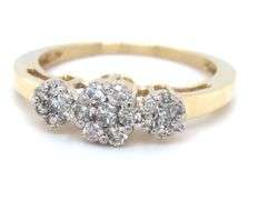 Modern 14K YG Diamond Cluster Ring