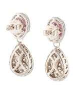 1.18ctw Rubies and 1.75ctw Diamond Pear Shaped Cluster Frame Drop Earrings in 14K