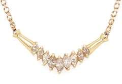 Pretty Estate 14K YG Necklace with Marquise Diamonds