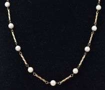 Pretty 14K Yellow Gold Pearl Beaded Necklace