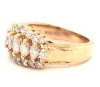 14kt Yellow gold 1ctw marquise and RBC 3 row diamond band