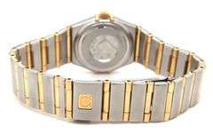 ladies Omega Constellation mother of pearl diamond dial and bezel watch