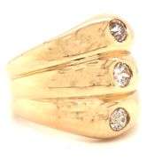 14kt Yellow gold 0.55ctw triple row diamond dome ring