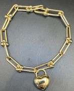 Tiffany & Co 18K Yellow Gold Horseshoe with Heart Charm Bracelet