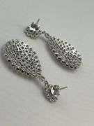 925 Sterling Silver Tear Drop Bubble Clear Rhinestone Earrings