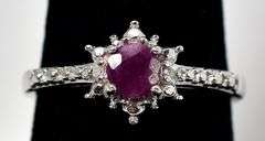 Ruby and Diamond Ring in Sterling Silver