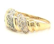 14kt Yellow gold 2 tone diamond pave sculpted ring