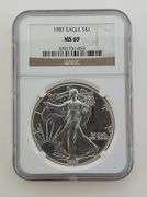 1987 American Silver Eagle, NGC MS69