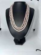 Beautiful 472 Cttw Natural Rose Quartz 3 Strand Necklace