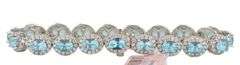 New 8.15ctw Oval Aquamarine and 2.85ctw Diamond Frame Tennis Bracelet in 14K