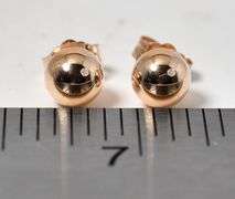 Simple 14K Yellow Gold Ball Stud Earrings