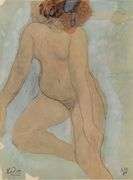 Exclusive Auguste Rodin Lithograph of Watercolor Signed in the Plate, 1949