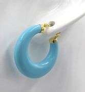 10kt Yellow gold Synthetic Turquoise hoop earrings