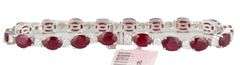 New 16.17ctw Oval Ruby and 1.55ctw Diamond Tennis Bracelet in 14K
