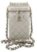 Chanel Silver Crossbody Quilted Box Bag