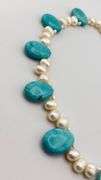 925 Sterling Silver Turquoise And Pearl Necklace