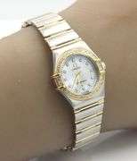 ladies Omega Constellation mother of pearl diamond dial and bezel watch