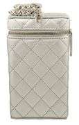 Chanel Silver Crossbody Quilted Box Bag