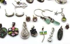 Group lot of Vintage 925 sterling silver earrings and charms