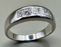 14K White Gold Princess Cut Wedding Band of 1.05ct