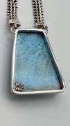 925 Sterling Silver Rare Blue Larimar Pendant With 7mm Herrington Chain Necklace