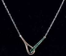 Green CZ Gemstone Pendant Necklace in Sterling Silver