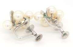 925 Sterling silver Vintage Mikimoto cluster earrings