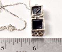 Hollow Box Pendant Necklace in Sterling Silver