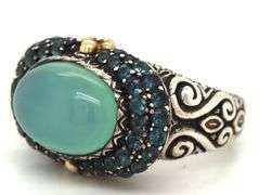 Barabara Bixby Chalcedony and blue topaz cocktail ring