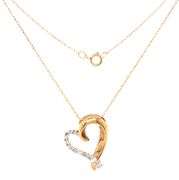 10kt Yellow gold diamond heart shaped pendant on chain