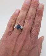 GIA Certified Blue Sapphire & Diamond Three Stone Ring