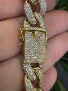 Gold Plated 925 Sterling Silver CZ Encrusted Figaro Mariner Bracelet 14.5mm New 8"