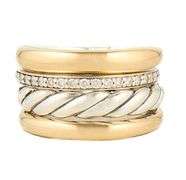 David Yurman 0.28ctw Diamond Mercer Four Row Ring in 18K and Sterling