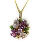 Artistic 14K Yellow Gold Floral Bouquet on Necklace