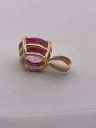 CERTIFIED 14K YELLOW GOLD PINK SAPPHIRE PENDANT