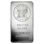 10 Troy Ounce .999 Pure Silver Bar from Sunshine Minting