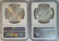 Near Gem BU 1886 & 1904-O Morgan Silver Dollars. NGC MS64