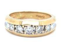 Practical 14K YG 5 Diamond Ring
