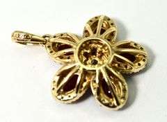 Stunning 14K Yellow Gold Ruby and Diamond Flower Pendant