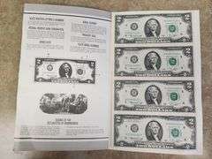1976 $2 Star Note Uncut Sheet Of Four